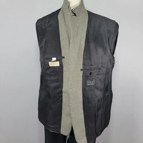 Michael‎ Kors Men's Sport Coat Blazer Two Button Houndstooth Poly Blend 48S